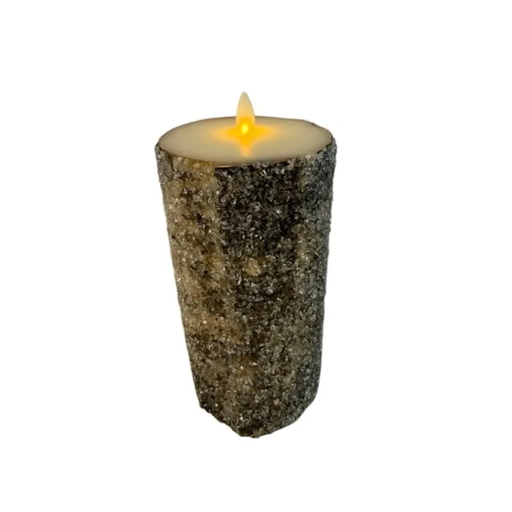 Pottery Barn Premium Flickering Flameless Wax Pillar Candle w/ wreath 8
